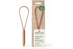 ‎SATTVA AYURVEDA Sattva Ayurveda Kupfer Zungenreiniger – Geprüft & Zertifiziert, 99,9% Reines Kupfer, Natürlich & Wiederverwendbar, Fördert Frischen Atem & Gesunde Mundflora, Ergonomisches Einhand-Design