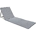 just be... Beach Sun Mat Folding Lightweight Portable Adjustable Sunbathing Recliner with Backrest Support and Valuables Pocket for Holidays Garden Camping Park Festivals - Blue Stripes