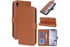 Zouzt Hülle für iPhone XR 6,1-Zoll, Stoßfestes PU Leder Handyhülle Lederhülle Klapphülle mit Kartenhalter und Standfunktion Flip Leather Wallet Phone Cover (Hellbraun)