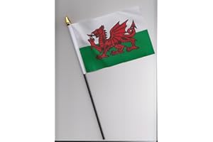 1000 FLAGS Wales Welsh Dragon Hand Flag 25cm