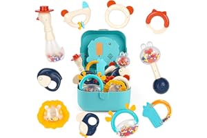 VANPLAY Baby Toys 0-6 Months Rattles Sensory Teething Toys for Newborn Baby Toys 6 to 12 Months Girl Boy Gifts with Storage Box