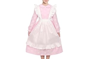 Sunny Fashion Vestido para niña 3 Pieza Conjunto Delantal Capó Pionero Disfraz Floral Campesino Retro 5-10 años