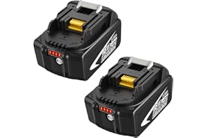 Remplacement pour makita 18V 5.5Ah Batterie Exemoro BL1860B BL1860 BL1850B BL1850 BL1840B BL1840 BL1820 BL1815 BL1825 BL1835 BL1845 avec LED Outils sans Fil (2 x 18V 5,5Ah Blac)