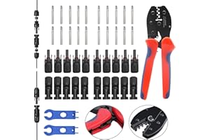 XTVTX 43PCS Crimpadora Solar Herramientas cable solar Panel PV,10 piezas Macho femenino Conectores de cable del panel solar,1 par de llave inglesa de conector solar