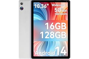 Ainmel 10 Inch Android 14 Tablet, 16GB RAM, 128GB ROM (Expandable to 1TB), Octa-Core Processor, 1280 * 800 IPS HD Touchscreen, 5G/2.4G WiFi, BT 5.0, Dual Camera, 2 Speaker (Silver)