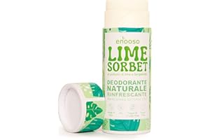 ENOOSO Deodorante Naturale ascelle Solido LIME e BERGAMOTTO - Antiodorante Biologico e Vegano - Bio roll on Senza Sali di alluminio o Bicarbonato - Nickel tested e Plastic Free - Made in Italy - 50 gr