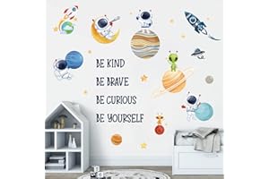 wondever Pegatinas de Pared Espacio Planetas Adhesivos Pared Decorativos Astronauta Sistema Solar Frases Vinilos Pared para Habitación Niño Bebés Dormitorio Guardería