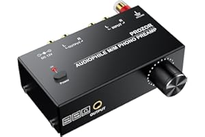 PROZOR Phono Preamp - Preamplifier for M/M Turntable RCA Input & RCA 3.5mm Output Phono Amplifier with Volume Control Pre AMP with 12V 1A Power Adapter Only for M/M Turntable Record Player