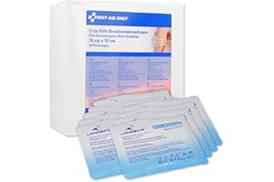‎FIRST AID ONLY First Aid Only Brandwundenauflagen 10 Stück | 10er Packung Gel-Wundverband für Verbrennungen 10 x 10 cm | Einzeln & steril verpackt | Schmerzlindernd, beruhigend, kühlend | P-91400 00
