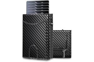 UNOSEKS Geldbörse Herren - Geldbeutel Herren Kartenetui mit RFID Schutz, Slim Wallet mit Münzfach, Portmonee Herren mit ID & Card Cases for Men,Kreditkartenetui bis 1-6 Karten(Kohlefaser)