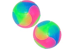 FineInno 2 Pcs LED Juguete de Pelota de Masticar,Bola de Mascota Perros, Bola de Salto para Perros y Gatos, luz LED Intermitente Chew Ball Toy