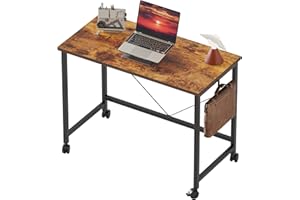 Mericonia 80 cm Computer Desk With Wheels, Gaming Desk for Small Spaces, Modern Simple Style Desk for Home Office, Study Student Writing Desk, Brown