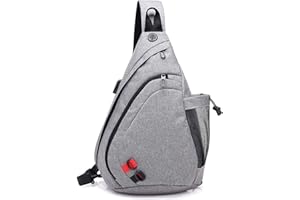 FANDARE Leggero Zaino Monospalla Sling Bag Borsa a Spalla Uomo Donna Borsello a Tracolla con USB per Scuola Outdoor Sportiva Ciclismo Viaggio Hiking Camping Crossbody Backpack Durevole Poliestere