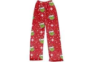 HGWOPGASD Hiver Pyjama de Noël pour Femme - Pantalon en Flanelle Confortable - Vêtements de Nuit de Détente avec Imprimés de Noël - Pyjama Laid