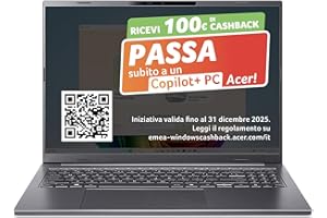 acer Aspire 16 AI Laptop | Display 16” WUXGA+ OLED | Processore Intel Core Ultra 7-256V | 16 GB RAM | 512 GB SSD | Copilot+ PC | Windows 11 | QWERTY | PC Portatile IA
