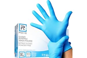 R MOVE 100 Einweghandschuhe Nitrilhandschuhe puderfrei, latexfrei, einmalhandschuhe handschuhe einweg handschuhe nitril kochhandschuhe medizinische untersuchungshandschuhe (Blau, XL)
