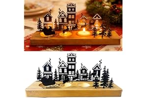 GIGGLEYE Kerzenhalter Adventskranz für 4 Teelicht, Holz Kerzenständer mit Metall Kerzentellern, Adventsgesteck, Weihnachten Kerzentablett, Advent Teelichthalter für Tischdeko Adventsdeko Weihnachtsdeko