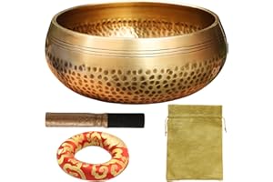 BORDEAG Campana Tibetana Piccola, Set di Campane Tibetane, Con Bacchette in Legno e Cuscino per Campana Tibetana, 8 cm, Per Yoga, Relax, Autoipnosi per Donne, Uomini