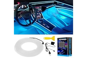 Keiurot El Wire Car Lights - Neon USB Ice Blue 5M/16Ft Car Ambient Lighting Strip LED Trim