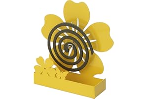 BARONI HOME Räucherspiralen Halter Mückenspirale Metall Gelbe Blume. Halter Mückenspirale Für Drinnen und Draußen 17X5X18 cm