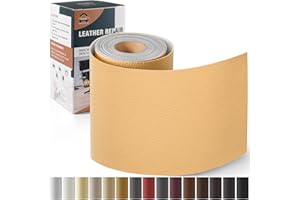 OAZ Kit de Reparación de Cuero para Muebles, Parche de Reparación Autoadhesivo 10x160 cm, Cuero Adhesivo Para Tapizar para Asientos de Automóviles, Sofás, Sofás para Sillas Beige y amarillo