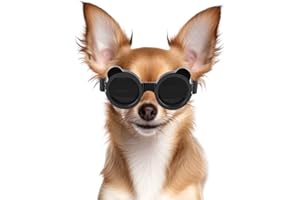 NAMSAN Occhiali da Sole per Cani di Piccola Taglia - Montatura Rotonda, Protezione UV - Nero