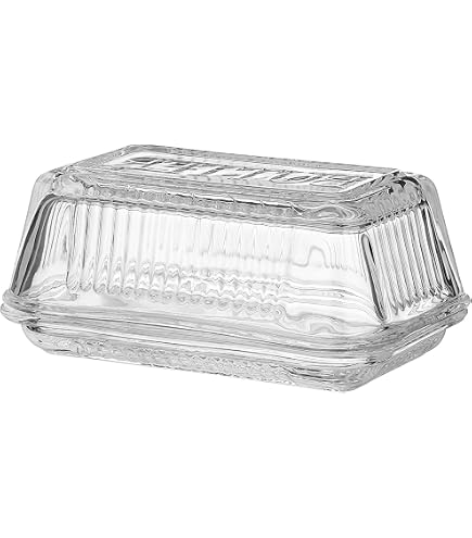 LOBERON Butterdose Durham Aus Glas – Spülmaschinenfest, Geriffelt, Zeitloses Design, Ca. 14x12x7 Cm