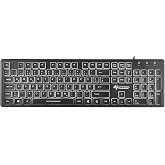 Illuminated PC Keyboard Illuminated USB Keyboard with Number Keypad German Layout Keyboard with Lighting Gaming Microsoft Office