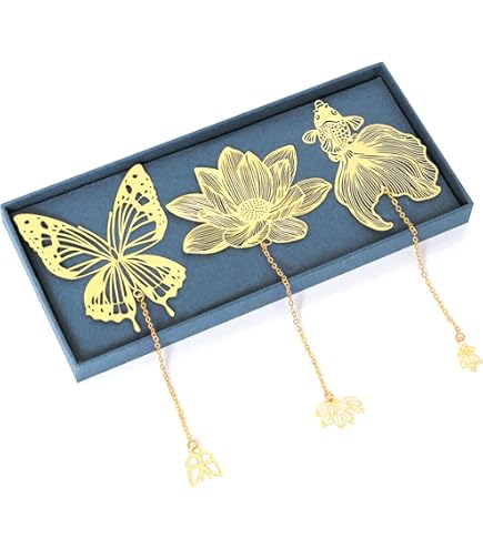 Segnalibri Angeli 4 Marque-pages Papillon Métal - Cadeau Lecteur - Avec Chaîne Et Pendentif Marque Page Metal
