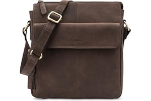LEABAGS Borsa a Tracolla in Pelle per Uomo e Donna | Borsa per Laptop in Vera Pelle fino a 13 Pollici | Messenger Bag con Tracolla | Borsa da Lavoro, Trasporto e a Mano | Naturale Marrone Scuro