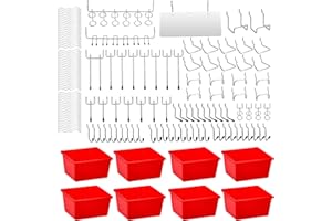 Frcctre 150 Pcs Pegboard Hooks Assortment with Metal Hooks Sets, Pegboard Accessories Organizer Kit with Pegboard Bins for Organizing Various Tools