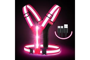 Simket LED Bretelle Catarifrangenti, Regolabile Gilet Catarifrangente Gilet Riflettente ad Alta visibilità per Jogging, Corsa, Ciclismo, Passeggiate, Moto