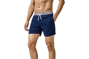 MaaMgic Short de Bain pour Homme Maillot de Bain Rayée avec Poche Séchage Rapide Short de Plage pour Vacance Piscine