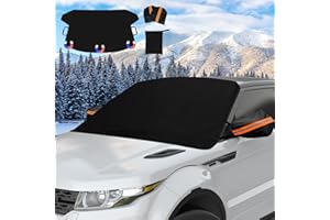 innhom Car Windscreen Cover for Winter Thicken Large Size Magnetic Windscreen Cover Frost Protector with Mirror Windshield Covers for Cars SUV Against Snow, Ice, Frost, Dust(200x120cm) (Black)
