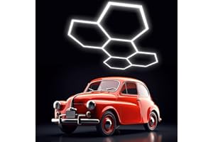 ALL4DETAIL Hexagon Garage LED Lights, 14400LM 144W Car Detailing Shop Light for Workshop Basement Gym Office Auto Shop, 6500K, IP54