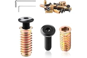 msymsyu Gewindeeinsatz Holz 25 Stück Einschraubmutter M5 Enthalten M5x20mm Kohlenstoffstahl Schraube M5x15mm Muffe mit 2 Stk Nickel Sechskantschlüssel für DIY Holzmöbel Verbindungen