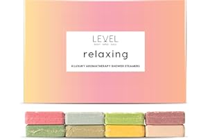 Level Body Mind Soul - Vapeurs de Douche pour Aromathérapie, Relaxant, 8 Pack - Cadeaux d'Anniversaire pour Femmes, Bombes de Douche avec Multiples Parfums - Relaxation, Vapeurs de Douche Body Restore