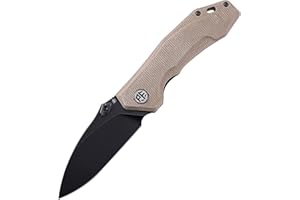 Petrified fish PFP04 Coltello Pieghevole K110 Acciaio 3.15" Stonewashed Lama Micarta Maniglia Tascabile Coltello Pieghevole EDC (Khaki Black Stonewashed)