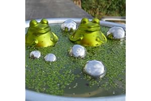 ‎GARTENZAUBEREIEN Gartenzaubereien Teich-Set Schwimmfrösche 2 x Frosch grün mit Silber Kugeln Deko für Miniteiche