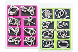 WishesMar Casse-Tete Metal Ensemble de 16 Casse Tête Metallique pour Enfants et Adultes Challenge Set Chinois Métal Brain Teaser Disentanglement Puzzle Jouet d'intelligence Éducative