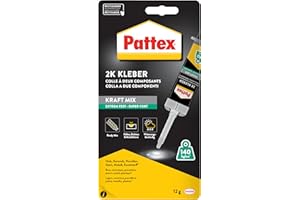 Pattex Kraft-Mix Extrem Fest, extrem starker Epoxidharz Kleber mit hoher Endfestigkeit, Klebstoff für fast jedes Material, transluzenter 2 Komponenten Kleber, 1x12g