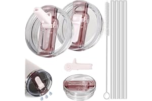 SHENGRUILI 2 Stück Deckel für Stanley Cup 40oz,Auslaufsicherer Deckel Stanley Cup mit 4 Trinkhalmen and 1 Strohhalm Bürste,Auslaufsicherer Ersatzdeckel für Stanley Cup,Ersatzdeckel für Stanley Cup Zubehör