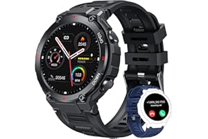 NONGAMX Smart Watch Men Bluetooth Call: 1.42" Touch Screen Fitness Watch with Waterproof Heart Rate Blood Pressure Oxygen Sleep Monitor Activity Tracker Step Counter Smartwatch Sports for Android IOS Round