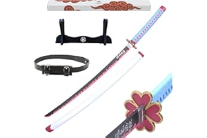 Hashiman - Katana Demon Slayer - Mitsuri Kanroji - Réplique Manga Sabre + Support d'Epée Bois + Ceinture