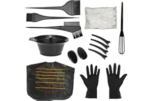 LENXNMY Hair Dye Kit, Hair Colouring Tools - Hair Colouring Bleach Bowl Hair Dye Brush Comb Ear Covers Glove Shower Cap Hair Clips Agitator,Professional Salon DIY Hair Dye Tools