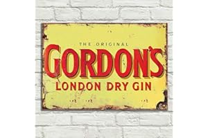 LBS4ALL Gordon's Dry gin Signs Placa metálica de aluminio Vintage Pub Tiki Bar Home Cafe Wall Cerveza Retro Club