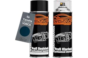 TRISTARcolor Peinture moto Kit bombes de peinture pour Yamaha VDBC5 Dark Blue Perl Peinture de base vernis clair aérosol 400 ml