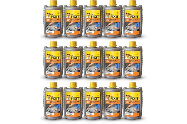 DR. FIXIT 302 SBR Latex Super Latex SBR Latex For Waterproofing & Repairs for Roofs, Terraces,Bathrooms, Toilets - 1Kg,(Grey), Bonds strongly to concrete,masonry, stone work, plasters pack of 15