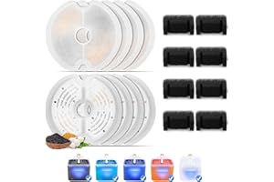 Feriva 8 Pack Filtri Fontanella per Gatti for 2L Fontanella per Gatti, Filtri per Fontane per Animali Domestici, Filtrazione Quadrupla Filtri di Ricambio per Fontana per Gatti, 8 iltri e 8 Spugne