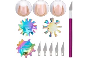 NICENEEDED 9Pcs Juego de Recortador de Uñas Francés, 3 Uds.Herramientas de Corte de Línea de Sonrisa Francesa Fácil de Manicura con Asas, Cuchillo de Corte de Punta Francesa Y 5 cuchillas (Estilo 3)